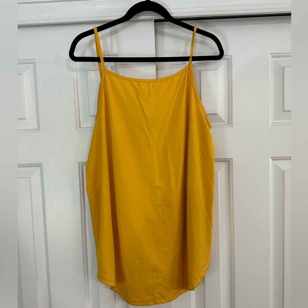 Mustard colored adjustable strap tank top